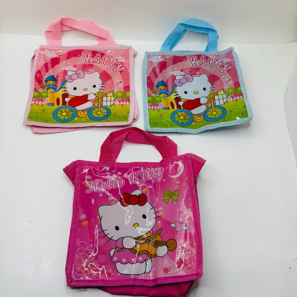 Sanrio Hello Kitty Vinyl Lunch Tote Bags Vinyl Reusable - Lot of 3